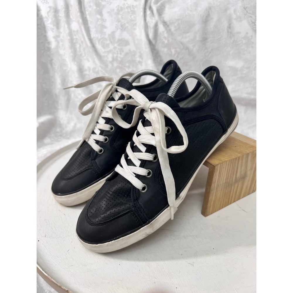 Kenneth Cole Reaction Knight Rider Black Leather Sneakers Mens Size 10 Low Top